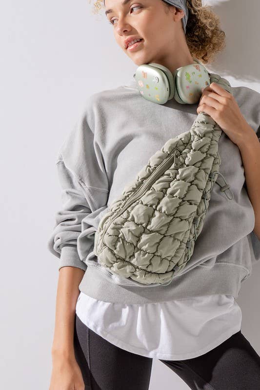 Quilted Sling Bag in Sage