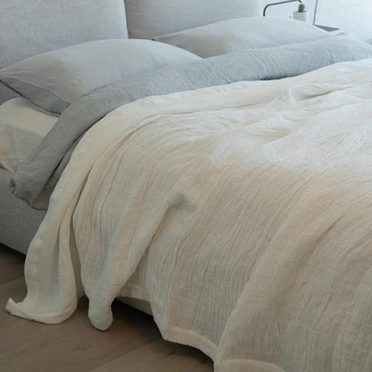 SALE Linen Queen Bedspread - White