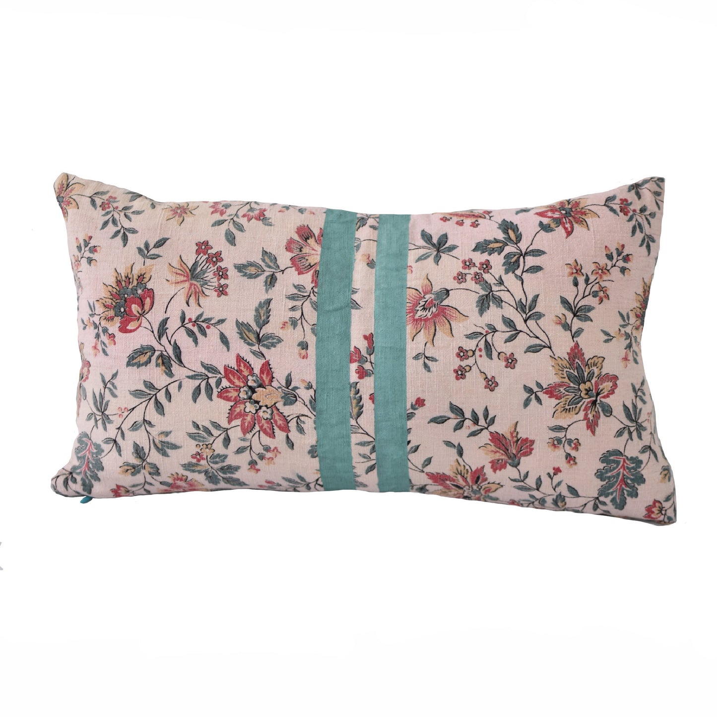 Floral Lumbar Pillow with Stripe