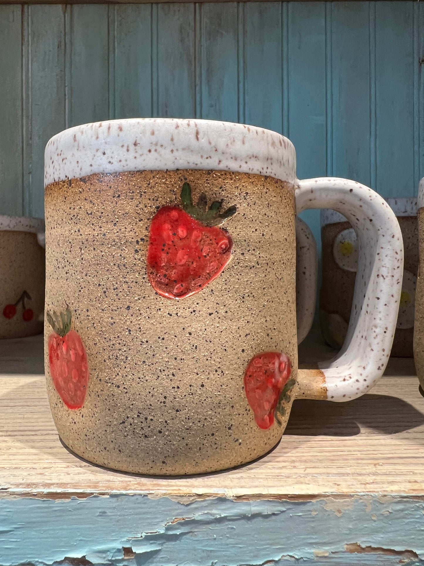 Strawberry Stoneware Clay Mug