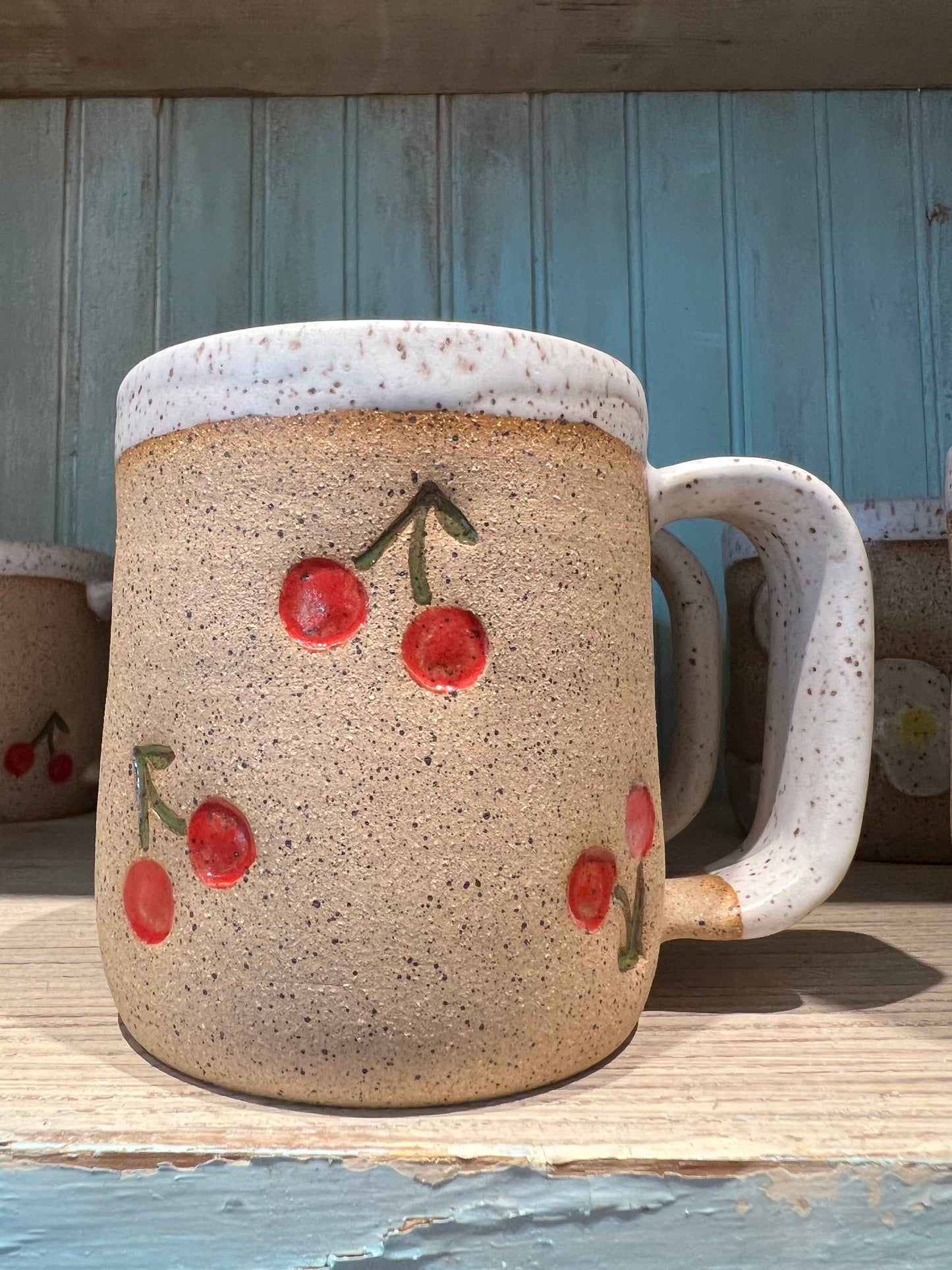 Cherry Stoneware Clay Mug