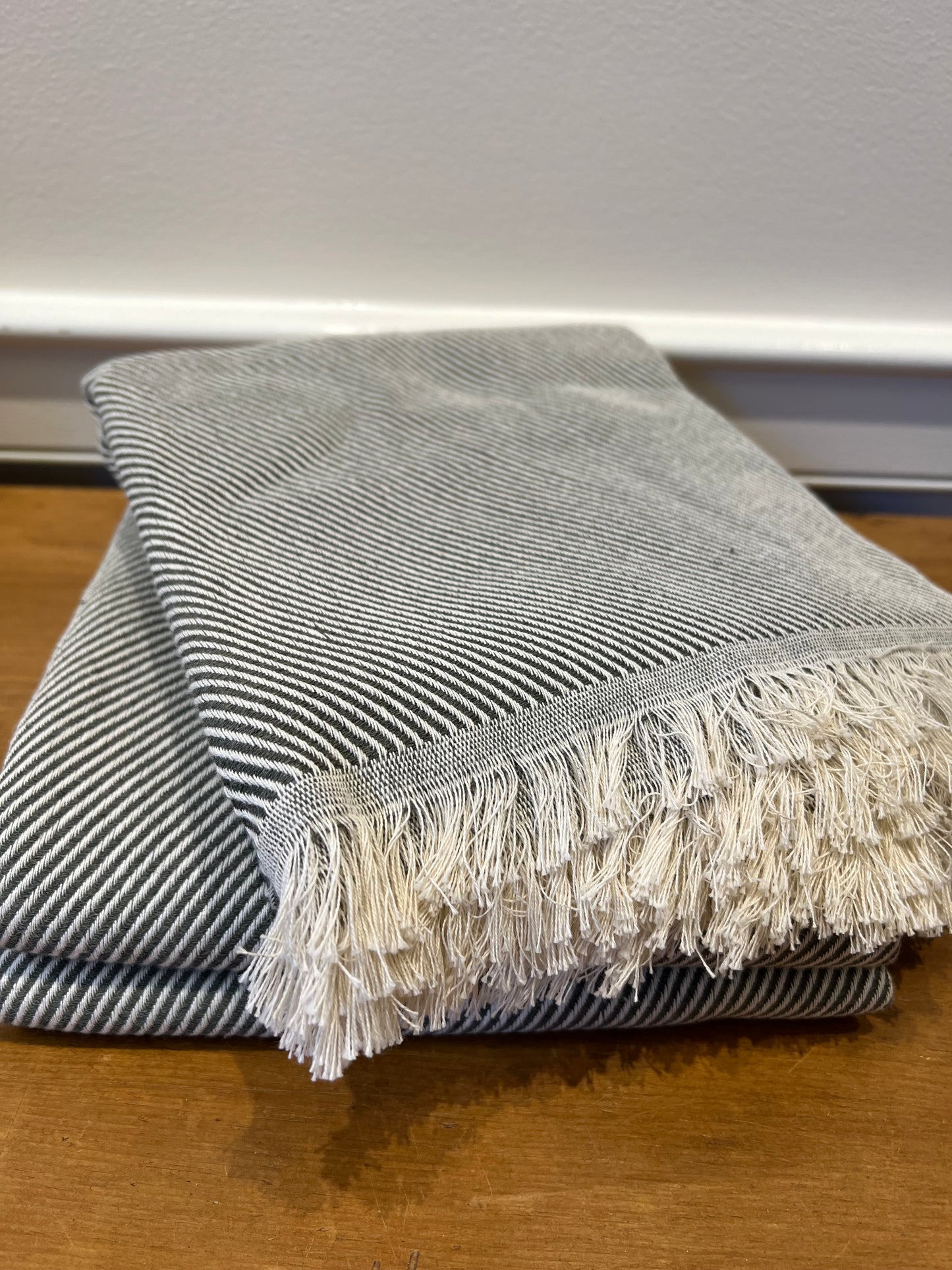 Towel Turkish Olive with Fringe by The Adorn Co. - SALE