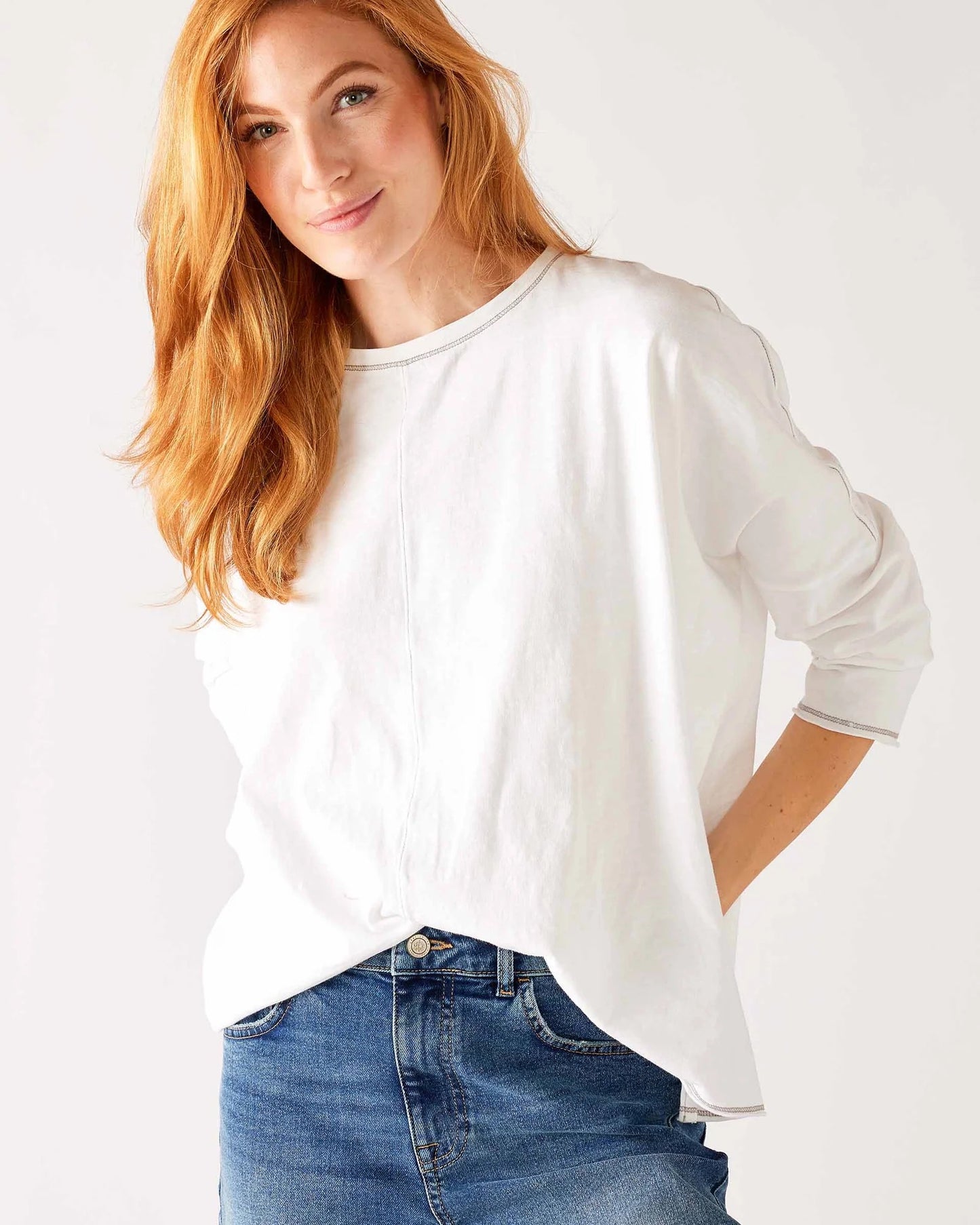 Catalina Stitches Slub Tee in Cloud White by MERSEA