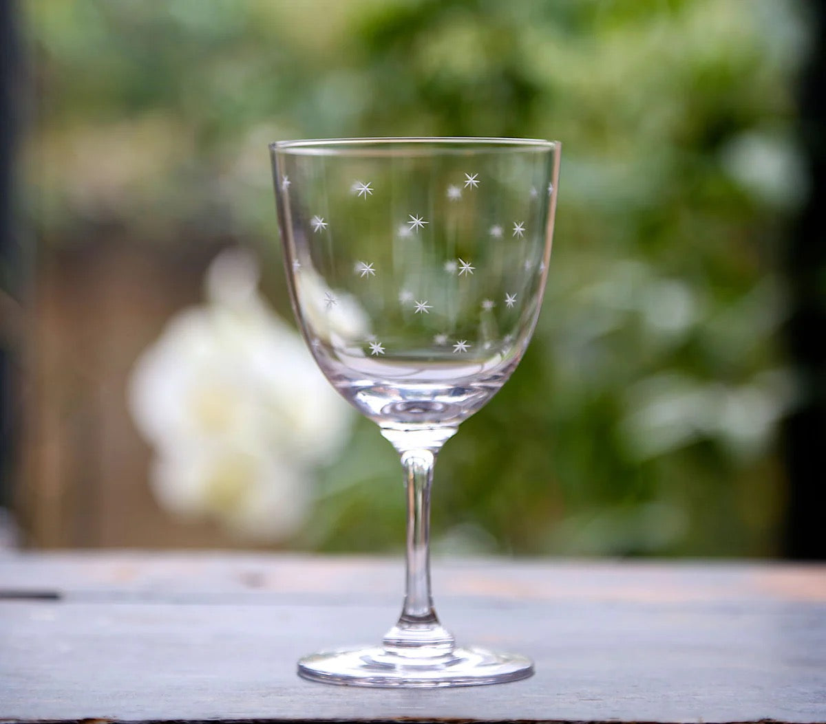 Crystal Wine Glasses Stars S/6 by Vintage List - SALE