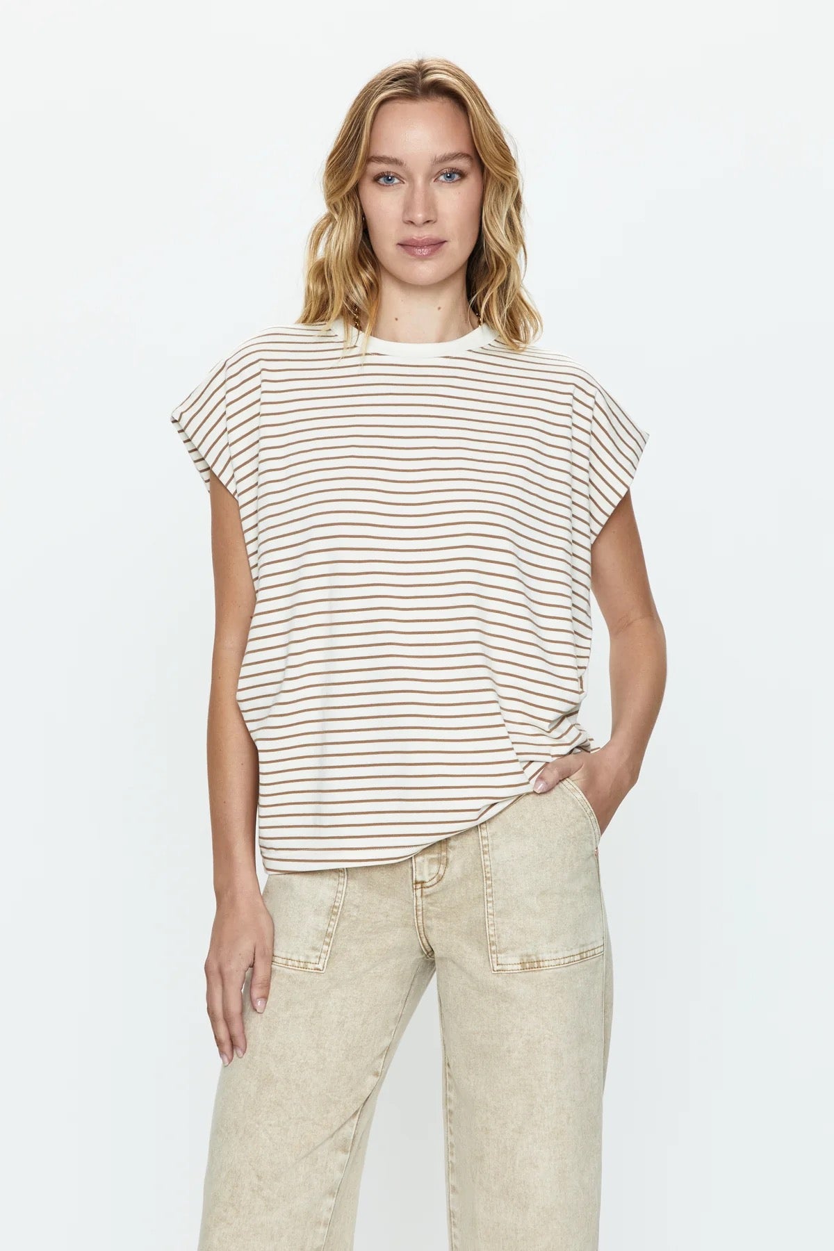 Trina Muscle Tee in Sable Stripe by PISTOLA