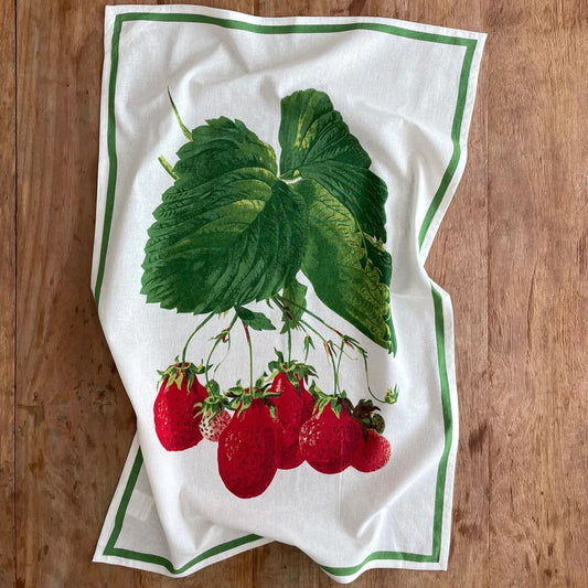 Strawberry Flour Sack Kitchen Towel