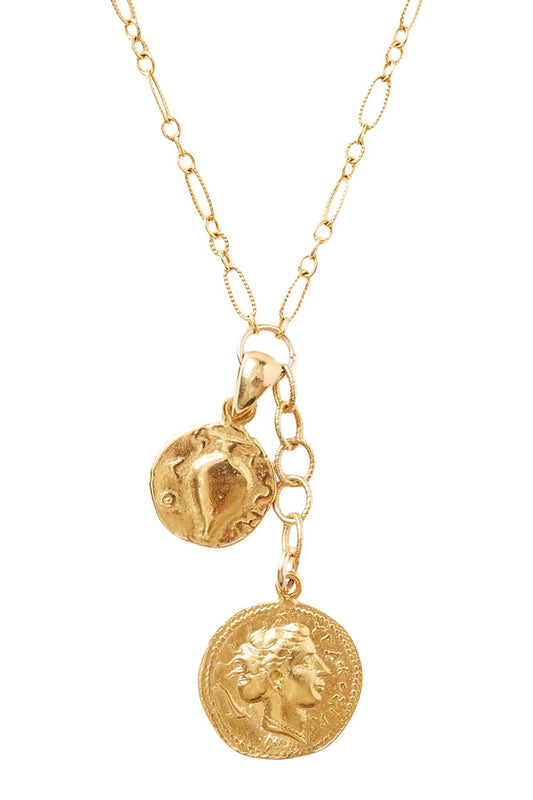 Daphne Gold Coin Charm Necklace by  CHAN LUU - SALE