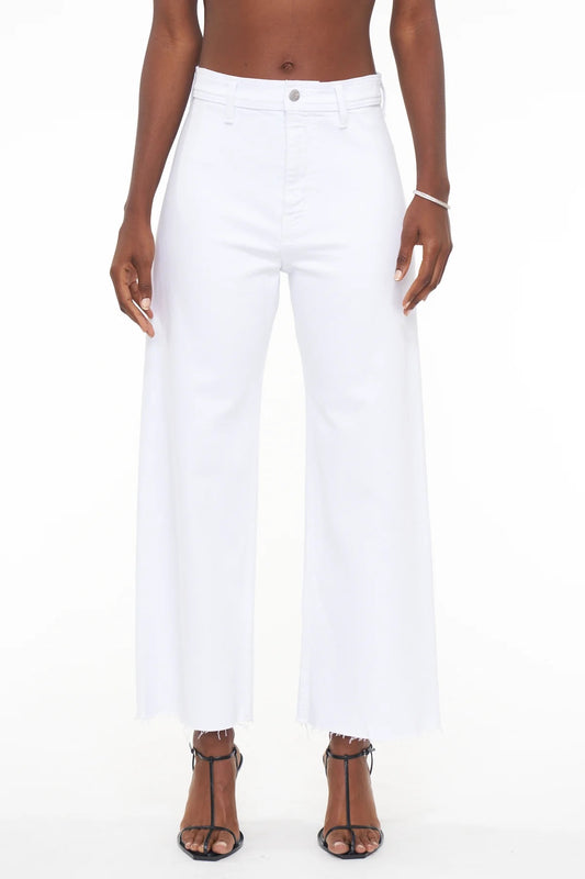 Penny High Rise Wide Leg Crop in White Blizzard by PISTOLA - SALE