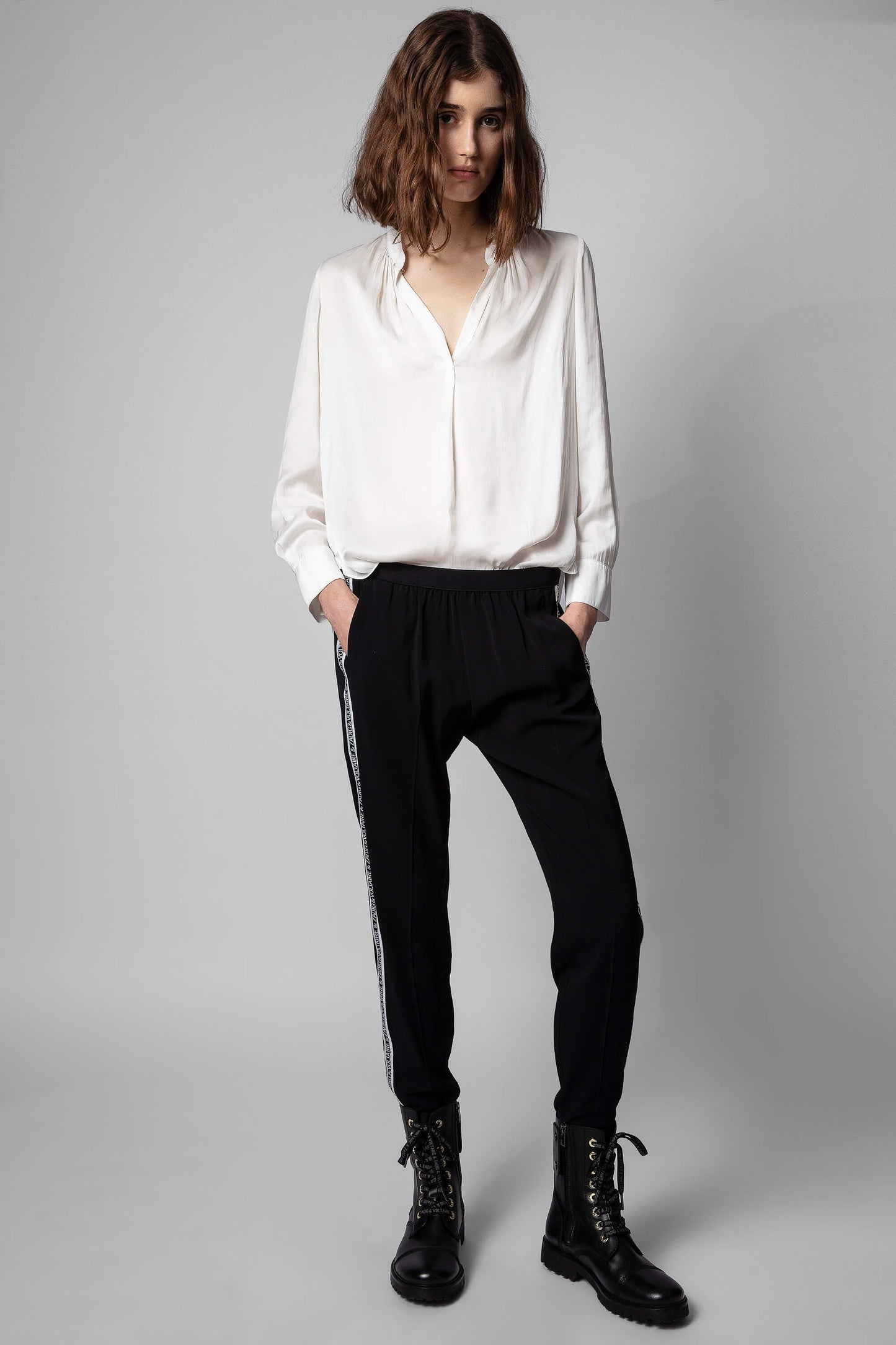 Tink Satin Shirt  in Blanc white by ZADIG - SALE