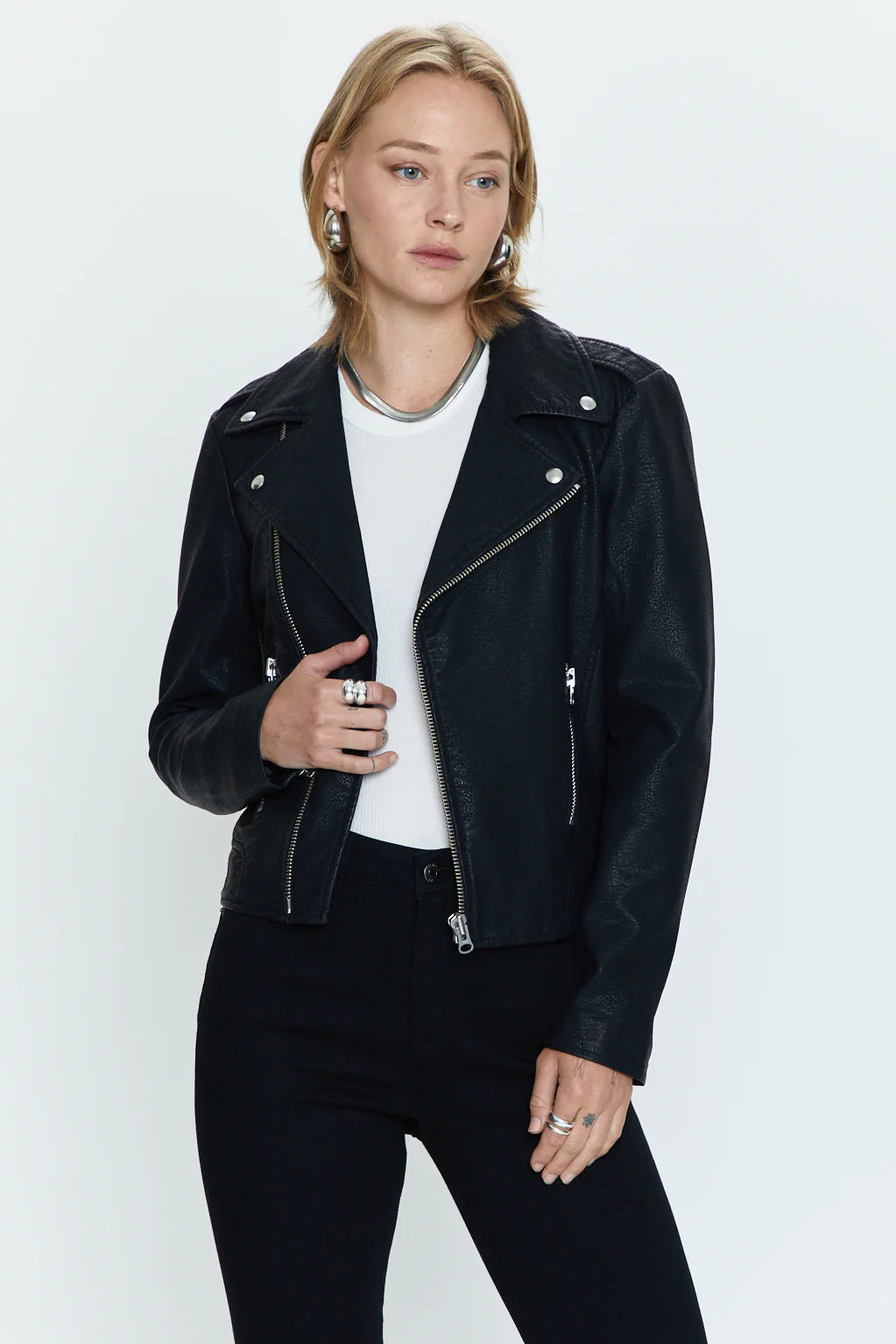 Nicolette Zipper Jacket in Black by PISTOLA