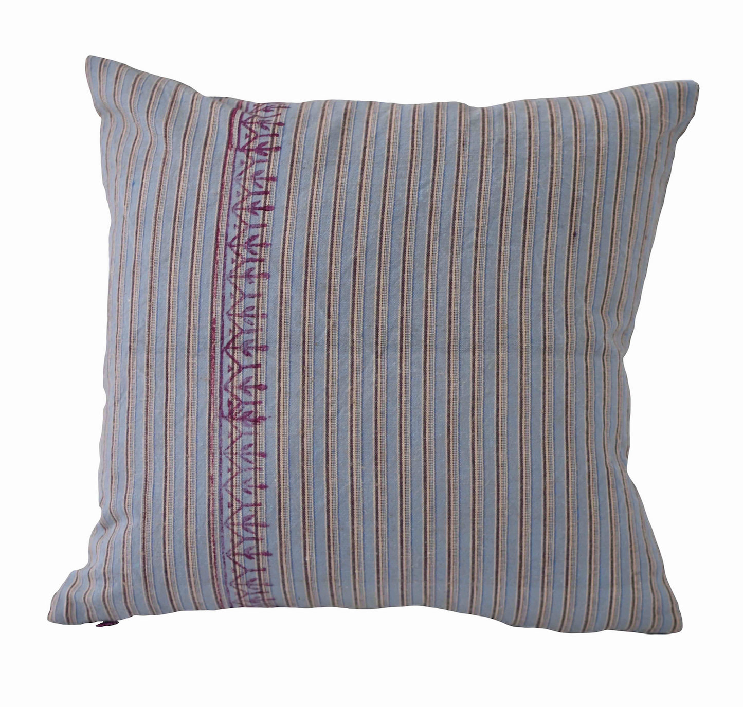 Striped  Pillow with Block Printing