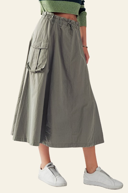 Anette A-Line Midi Skirt in Sage Green