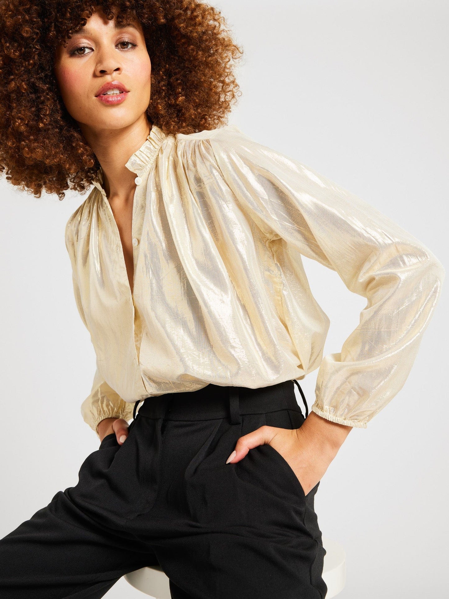 Francesca Top in Gold Lamé by MILLE