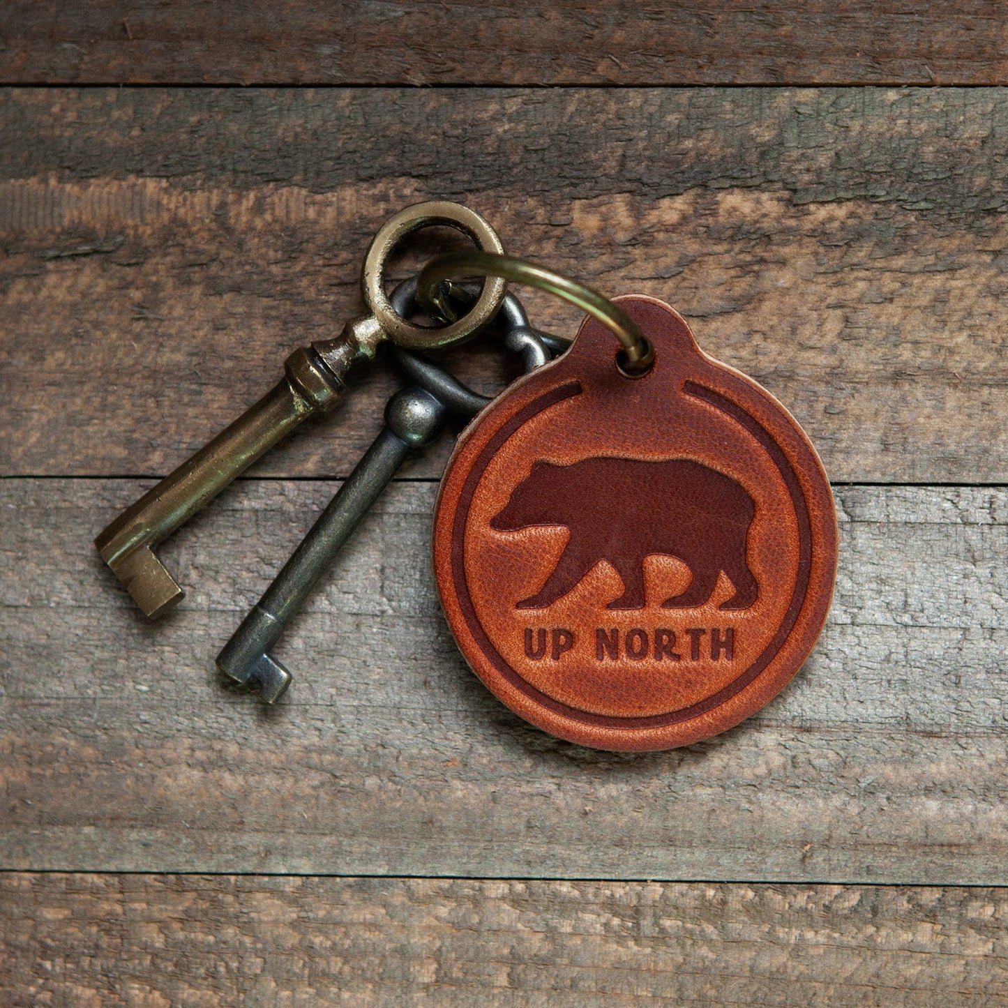 Up North Leather Keychain Circle