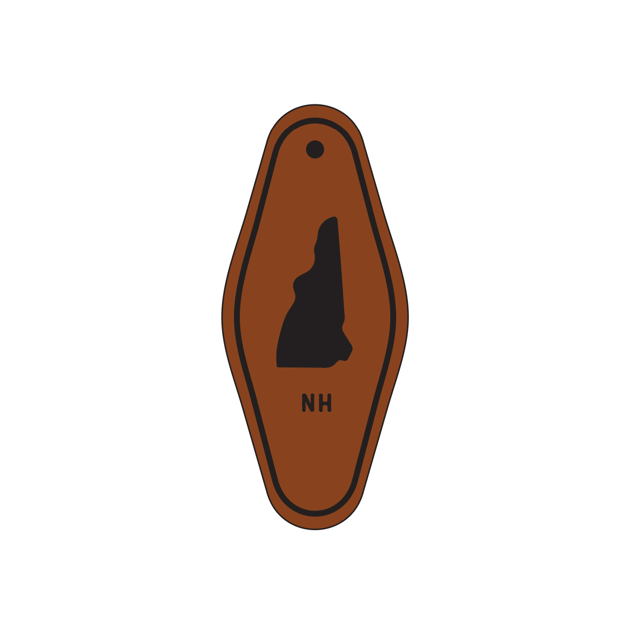 New Hampshire Leather Keychain Motel Style