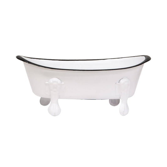 White Bathtub Soap Dish with Black Rim