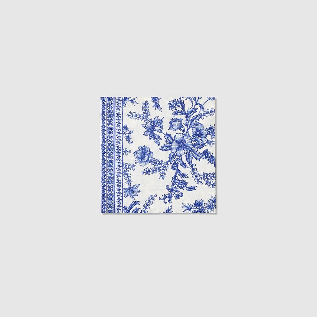 Blue French Toile Paper Cocktail Napkins (25 per Pack)