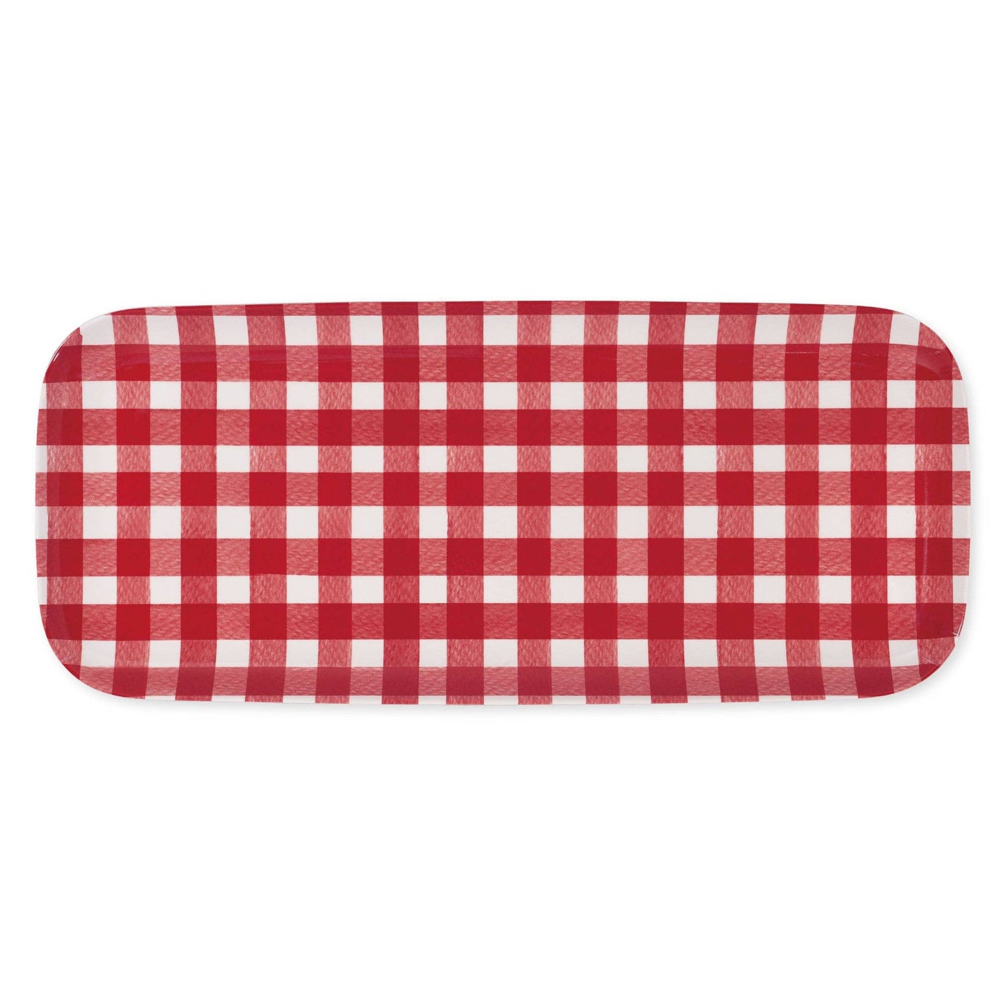 Gingham Red 15" Melamine Rectangle Tray SALE