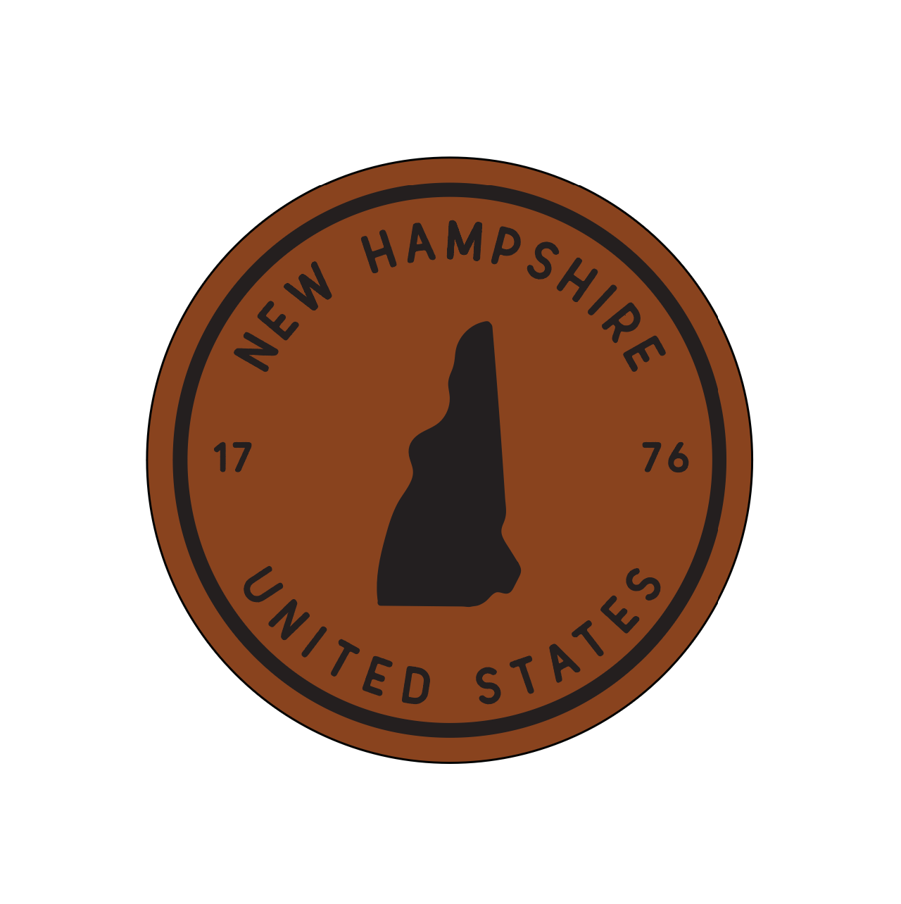 NH State Silhouette Leather Coaster